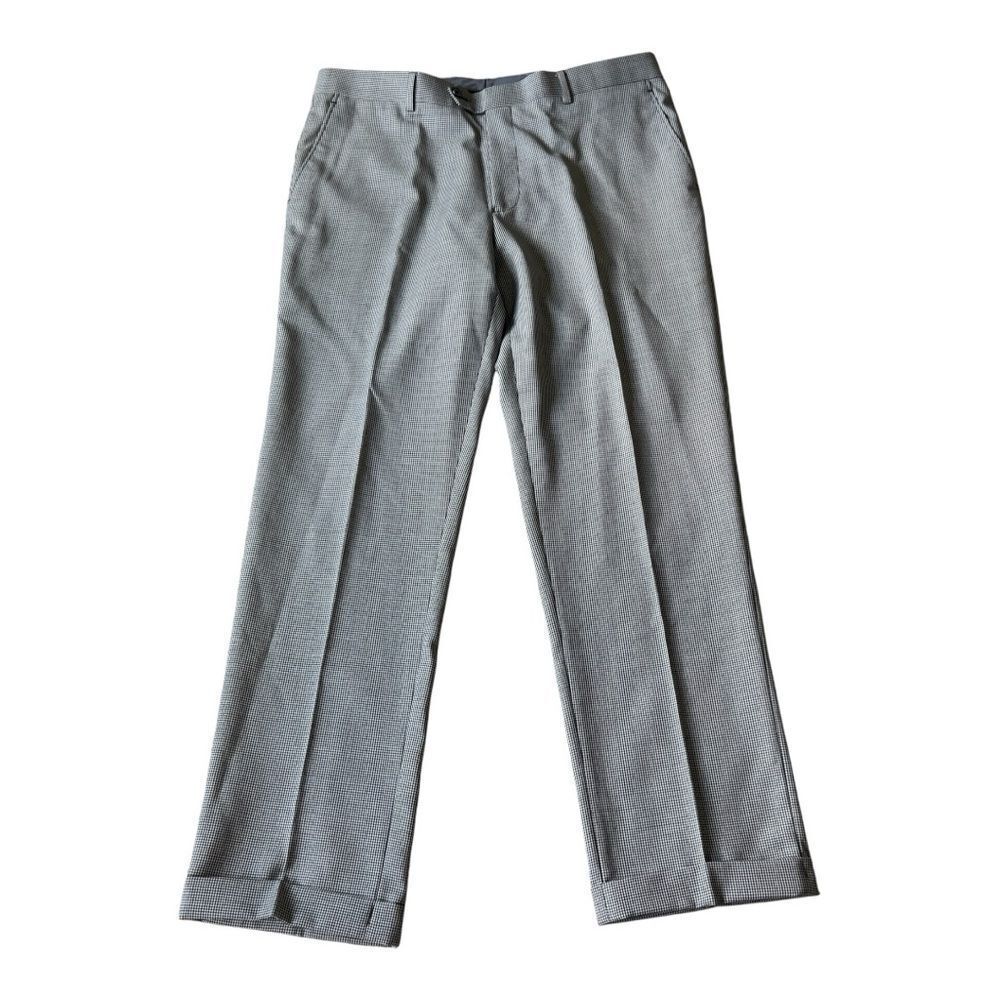 Tiglio‎ Luxe 2560 Flat Front Houndstooth Italy Wool Cuffed Dress Pants Size 38